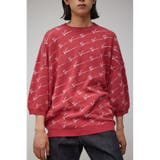 柄RED5 | 総柄7分袖ニットプルオーバー | AZUL BY MOUSSY