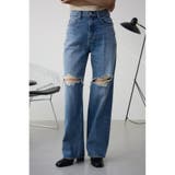 L/BLU1 | AZUL DENIM ダメージワイドデニム | AZUL BY MOUSSY