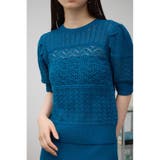 D/BLU3 | レース半袖ニットトップス | AZUL BY MOUSSY