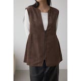 BRN | Vネックスエードギャザーベスト | AZUL BY MOUSSY