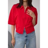 RED | Wジップポロカラーニットカーディガン | AZUL BY MOUSSY