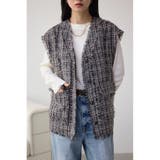 柄BLK5 | ツイードフリンジベスト | AZUL BY MOUSSY