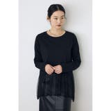 柄BLK5 | ヘムレースドッキング長袖トップス | AZUL BY MOUSSY