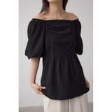 BLK | 2WAYペプラムギャザーブラウス | AZUL BY MOUSSY