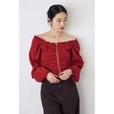 RED | 2WAYオフショルダブルジップドビーブラウス | AZUL BY MOUSSY