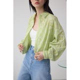 LIME | コットンレースクロップドシャツ | AZUL BY MOUSSY