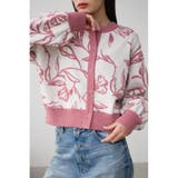 柄PNK5 | 2WAY線花柄ジャガードカーディガン | AZUL BY MOUSSY