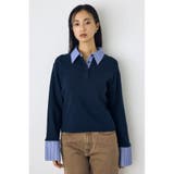 NVY | ポロカラーフハクドッキングニット | AZUL BY MOUSSY