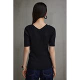 アシンメトリーボタン5分袖ニット | AZUL BY MOUSSY | 詳細画像7