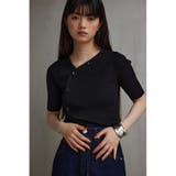 アシンメトリーボタン5分袖ニット | AZUL BY MOUSSY | 詳細画像2