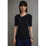 アシンメトリーボタン5分袖ニット | AZUL BY MOUSSY | 詳細画像5