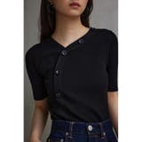 BLK | アシンメトリーボタン5分袖ニット | AZUL BY MOUSSY