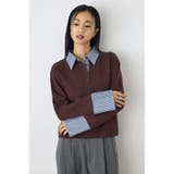 BRN | ポロカラーフハクドッキングニット | AZUL BY MOUSSY