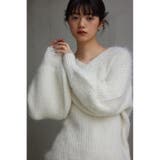 シャギーVネックニットトップス | AZUL BY MOUSSY | 詳細画像1