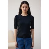 シアー切替5分袖リブニットトップス | AZUL BY MOUSSY | 詳細画像4