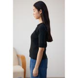 シアー切替5分袖リブニットトップス | AZUL BY MOUSSY | 詳細画像5