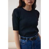 BLK | シアー切替5分袖リブニットトップス | AZUL BY MOUSSY