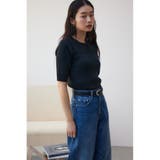 シアー切替5分袖リブニットトップス | AZUL BY MOUSSY | 詳細画像2