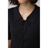 レースアップ5分袖ポロカラーニット | AZUL BY MOUSSY | 詳細画像16