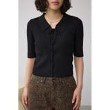 BLK | レースアップ5分袖ポロカラーニット | AZUL BY MOUSSY