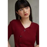 アシンメトリーボタン5分袖ニット | AZUL BY MOUSSY | 詳細画像32
