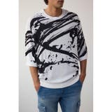 柄WHT5 | アブストラクトジャガード5分袖ニット | AZUL BY MOUSSY