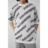 柄WHT5 | 総柄ロゴジャガードビッグニットトップス | AZUL BY MOUSSY