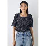 BLK | フロントギャザーデニムチェックブラウス | AZUL BY MOUSSY