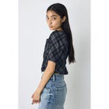 フロントギャザーデニムチェックブラウス | AZUL BY MOUSSY | 詳細画像3