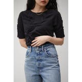 BLK | SOFT PONTE SHIRRING TEE | AZUL BY MOUSSY