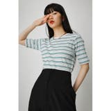 MULTICOLOR BORDER RIB TOPS | AZUL BY MOUSSY | 詳細画像2 