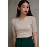 アシンメトリーボタン5分袖ニット | AZUL BY MOUSSY | 詳細画像22