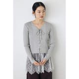 L/GRY1 | フェイクレイヤードレースアップニット | AZUL BY MOUSSY