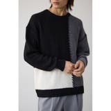 柄BLK5 | スウィッチングブランケットステッチニット | AZUL BY MOUSSY