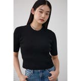 BLK | ハーフスリーブクルーネックリブトップス | AZUL BY MOUSSY