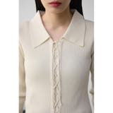 レースアップポロカラーニット | AZUL BY MOUSSY | 詳細画像7
