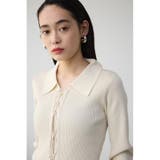 レースアップポロカラーニット | AZUL BY MOUSSY | 詳細画像1