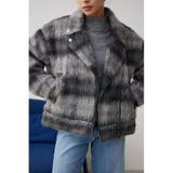 柄BLK5 | シャギーチェックライダースジャケット | AZUL BY MOUSSY