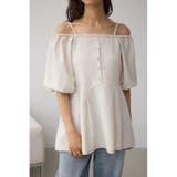 IVOY3 | 2WAYパフスリーブ配色ペプラムブラウス | AZUL BY MOUSSY