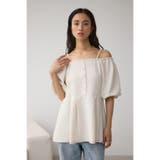 2WAYパフスリーブ配色ペプラムブラウス | AZUL BY MOUSSY | 詳細画像3 