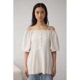 2WAYパフスリーブ配色ペプラムブラウス | AZUL BY MOUSSY | 詳細画像5 