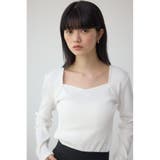 O/WHT1 | ダイヤネック長袖リブトップス | AZUL BY MOUSSY