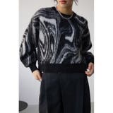 柄BLK5 | マーブルクロップドジャガードニット | AZUL BY MOUSSY