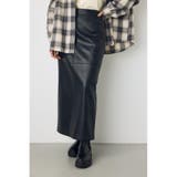 BLK | フェイクレザー/スエードパネル切替タイトスカート | AZUL BY MOUSSY