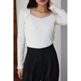 O/WHT1 | ダイヤネック長袖リブトップス | AZUL BY MOUSSY