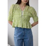 LIME | コットンレースパフショルダーブラウス | AZUL BY MOUSSY