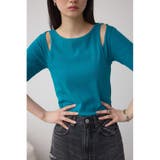 BLU | デザインネックショートTシャツ | AZUL BY MOUSSY
