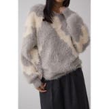 柄GRY5 | ニュアンスカウ柄Vネックニットトップス | AZUL BY MOUSSY