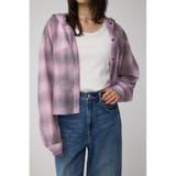 柄PNK5 | シアーチェックフードシャツ | AZUL BY MOUSSY