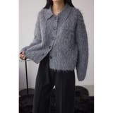 T.GRY | シャギー襟付きニットカーデ | AZUL BY MOUSSY